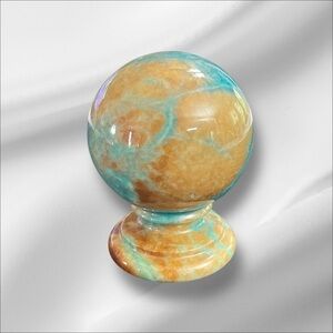 Vintage Ducceschi Hand Carved Alabaster Globe Paperweight MCM Bookend Italy 3.5"